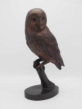 Figurine bronz - Statuie bufnita care sta in copac, Bronz, 43 x 13 x 16 cm