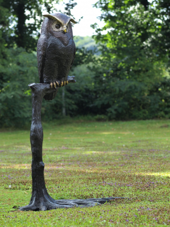 Statui - Statuie bufnita in copac, Bronz, 175 X 84 X 107 cm