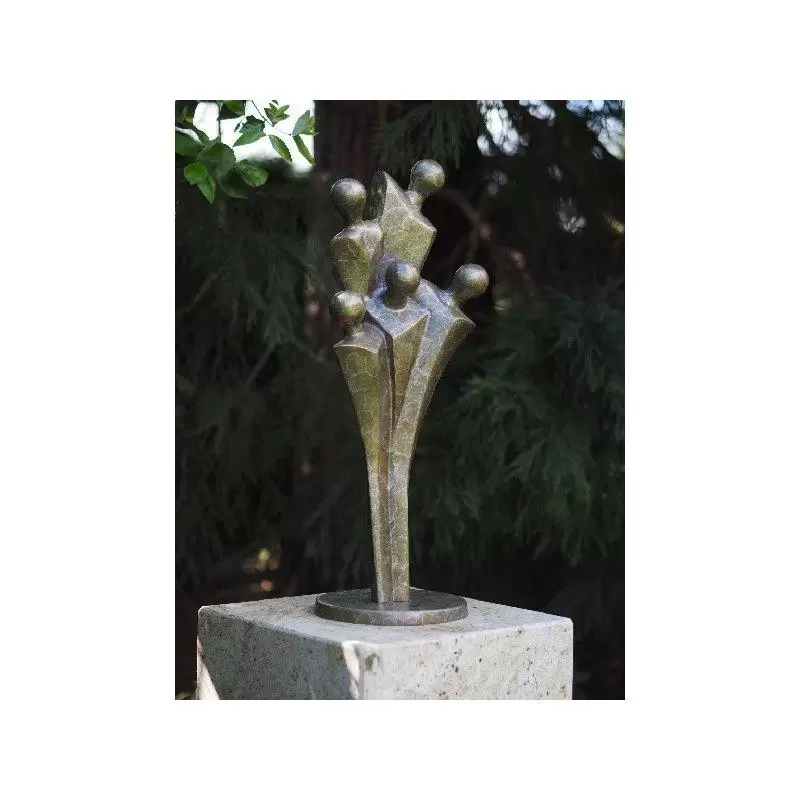 Figurine bronz - Statuie 5 oameni pe o baza, Bronz, 68 x 24 x 24 cm