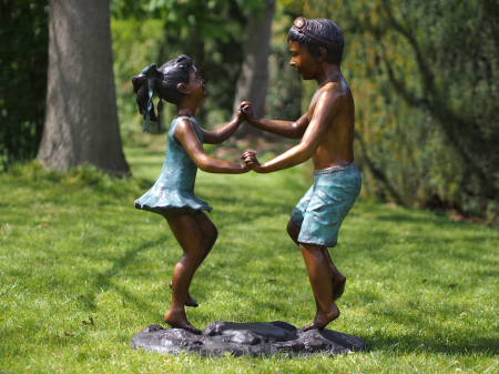 Statui - Statuie fata si baiat care danseaza, Bronz, 92 X 35 X 60 cm