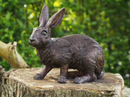 Figurine bronz - Statuie iepure, Bronz, 28 x 16 x 34 cm