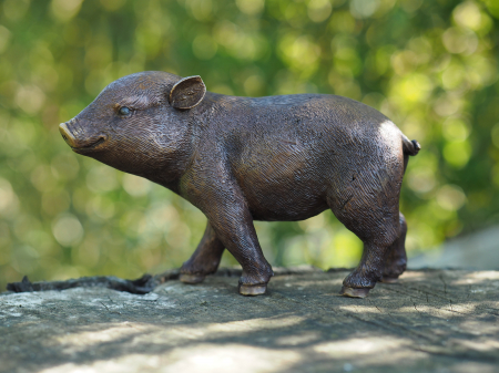 Figurine bronz - Statuie mica purcel, Bronz, 12 x 16 x 18 cm