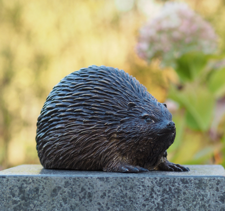 Figurine bronz - Statuie porc spinos, Bronz, 13 x 13 x 23 cm