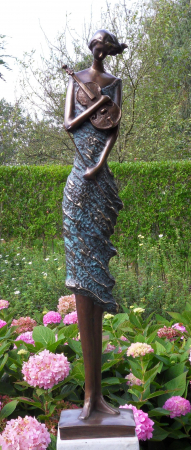 Figurine bronz - Statuie violonist, Bronz, 98 x 20 x 15 cm