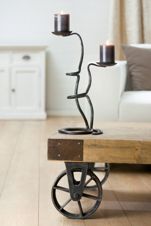 Suporturi lumanari - Suport 2 lumanari otel MONETA, otel, 45x20x30 cm