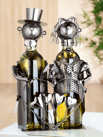 Suporturi pentru sticle - Suport 2 sticle, HONEYMOON, placat cu nichel, 23x17x26 cm