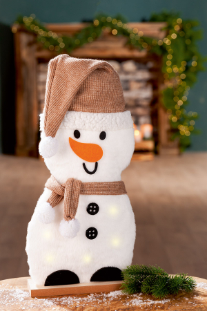 Decoratiuni de perete - Suport cu relief (LED), Om de zapada, „Twinkle”, Poliester, alb, PU 3, L. 8 cm, L. 21 cm, H 42 cm