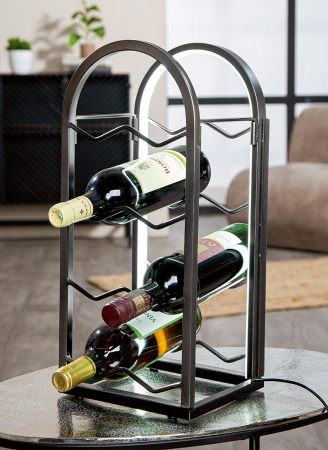 Suporturi pentru sticle - Suport de vinuri, "Roberto", Fier, gri, PU 2, L. 18 cm, l. 21 cm, H 45,5 cm