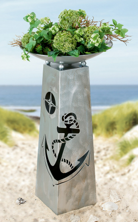 Ghivece si suporturi de flori pentru exterior - Suport flori ancora, metal, gri, 95x46 cm