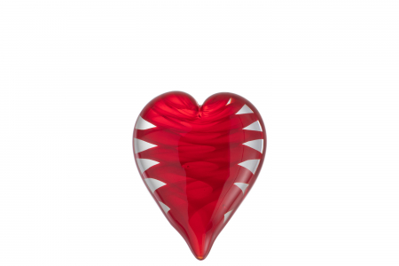 Arta sticlei - Suport hartie Heart , Sticla, Transparent/Rosu, 8x4x10 cm