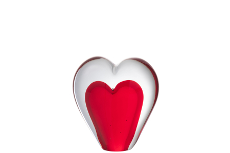 Arta sticlei - Suport hartie Heart , Sticla, Transparent/Rosu, 9.5x5x10 cm