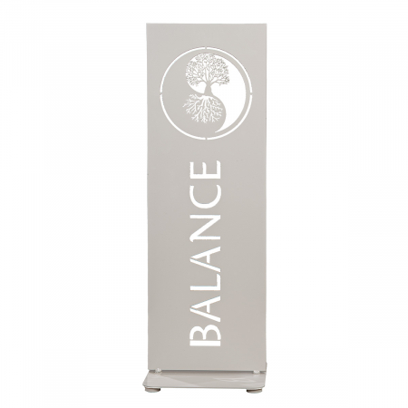 Decoratiuni de perete - Suport în relief, dreptunghiular, motiv Yin & Yang, Metal, gri, gri deschis, PU 2, L. 24 cm, l. 24 cm, H 72 cm