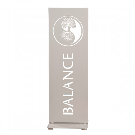 Decoratiuni de perete - Suport în relief, dreptunghiular, motiv Yin & Yang, Metal, gri, gri deschis, PU 2, L. 30 cm, l. 30 cm, H 91 cm