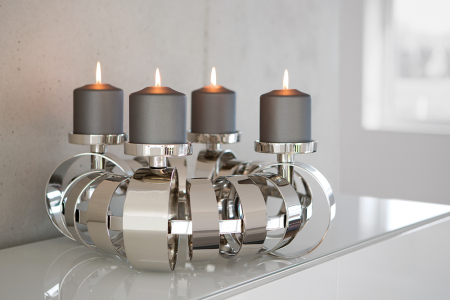 Suporturi lumanari - Suport lumanare ANELLO, metal placat cu nichel/sticla, 18.5 x  40 cm, Fink