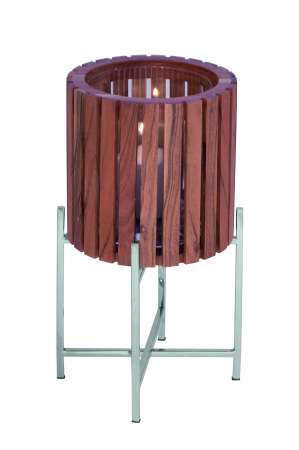 Suporturi lumanari - Suport lumanare BERKLEY, Lemn/Otel, Maro/Argintiu, 43x22 cm