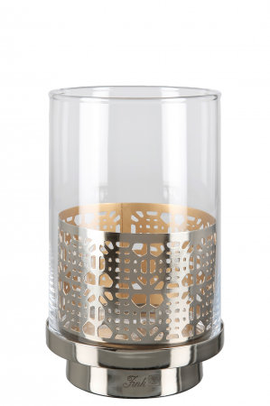 Suporturi lumanari - Suport lumanare Biala, Sticla/Fier nichelat, Argintiu, 20.50x12.60 cm