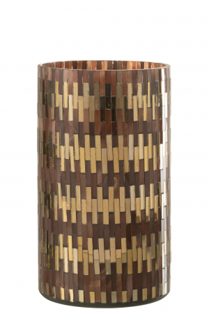 Suporturi lumanari - Suport lumanare Chic, Sticla, Maro, 13x13x23 cm