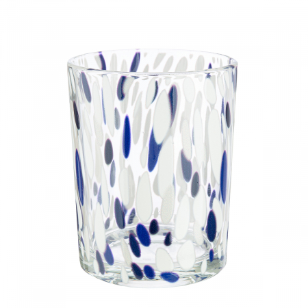 Suporturi lumanari - Suport lumanare, cilindric, Dots, Sticlă, albastru, transparent, alb, PU 8, H. 12,5 cm, D. 10 cm