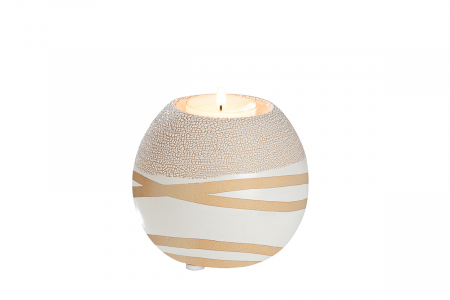 Suporturi lumanari - Suport lumanare Claire, ceramica, crem/alb, 9,5x9,5x8,5 cm