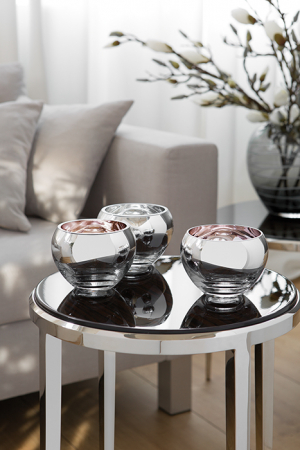 Suporturi lumanari - Suport lumanare Colore, Sticla, Argintiu/Roz, 9x12 cm