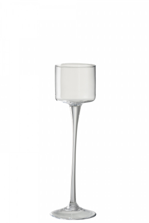 Suporturi lumanari - Suport lumanare cu picior , Sticla, Transparent, 9.5x9.5x33 cm