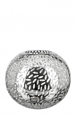 Suporturi lumanari - Suport lumanare Daria, Fier nichelat, Gri/Argintiu, 20x24 cm