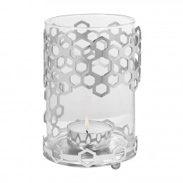 Suporturi lumanari - Suport lumanare DELIGHT, Otel/Sticla, Argintiu, 13x13 cm