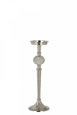 Suporturi lumanari - Suport lumanare Diamond, Aluminiu, Argintiu, 11.5x11.5x36 cm