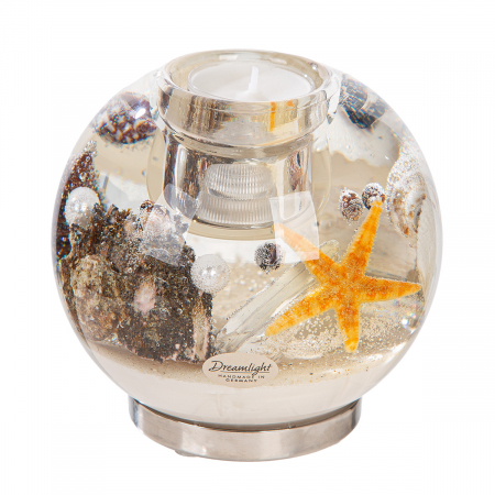 Suporturi lumanari - Suport lumânare Dreamlight (LED), Mercur Maxi, motiv scoică, sticlă, bej, PU 2, H 10 cm, D 11 cm