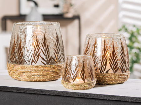 Suporturi lumanari - Suport lumanare Foliage, sticla, alb, 20x20 cm