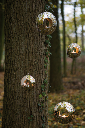 Suporturi lumanari - Suport lumanare/Ghirlanda Loom, Otel inoxidabil, Argintiu, 4x12 cm