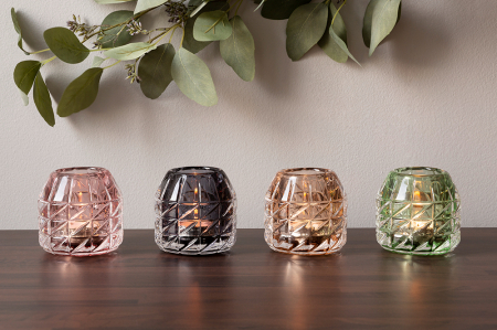 Suporturi lumanari - Suport lumanare Glossy, Sticla, Gri , 9x9 cm