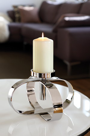 SALE % - Suport lumanare GORDEN, metal placat cu nichel, 26 x 15 cm