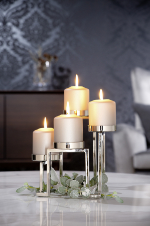 Suporturi lumanari - Suport lumanare Grant, Otel inoxidabil/polished, Argintiu, 24x18 cm