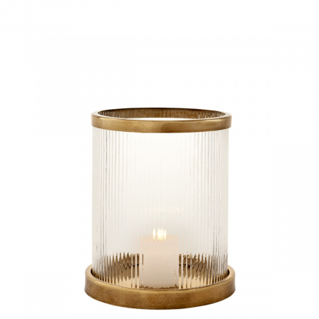 Suporturi lumanari - Suport lumanare Hurricane, Harrington, finisaj din alamă cu aspect vintage S, Dims: Ø 23 | H. 27 (CM)