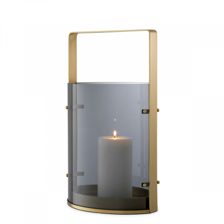 Suporturi lumanari - Suport lumanare Hurricane, Reid S, finisaj din alamă cu aspect vintage , Dims: L. 21 | W. 29.5 | H. 50 (CM)