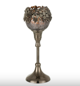 Suporturi lumanari - Suport lumanari, Aluminiu, Gri, 9x9x24