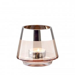 Suporturi lumanari - Suport lumanare JONA, Sticla, Roz/Argintiu, 9x11 cm