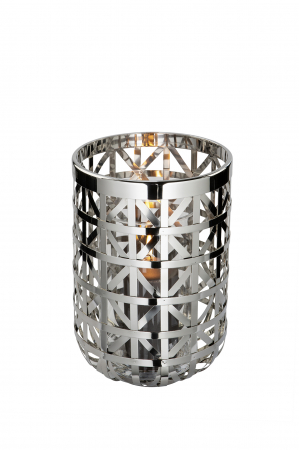 Suporturi lumanari - Suport lumanare Joris, Sticla/Otel inoxidabil, Argintiu, 33x22 cm