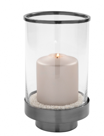 Suporturi lumanari - Suport lumanare Kalux, Sticla/Fier, Transparent/Gri, 21x12.50 cm