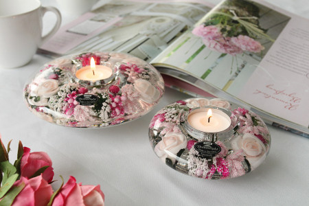 Suporturi lumanari - Suport lumanare Little Rose, sticla, multicolor, 4x11 cm