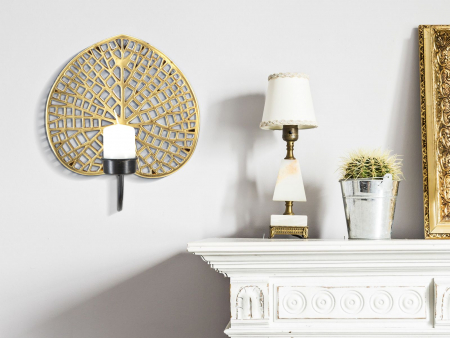 Suporturi lumanari - Suport lumanare Lotus, rasina/fier, auriu/negru, 20X8X22.2 cm