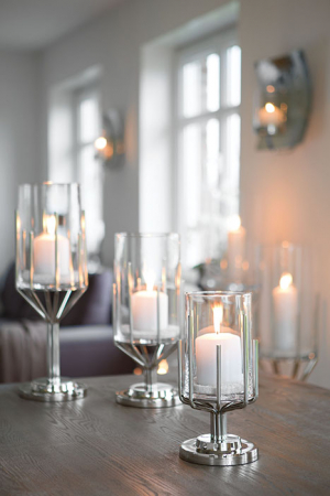 Suporturi lumanari - Suport lumanare Luxor, Aluminiu/Otel inoxidabil/Nichel, Argintiu, 49.50x16.50 cm