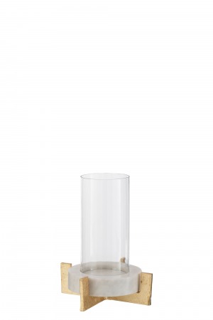 Suporturi lumanari - Suport lumanare Marble, Sticla, Champagne, 20x20x30 cm