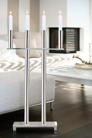 SALE % - Suport lumanare MEMPHIS, metal placat cu nichel, 47.5 x 83.5 cm