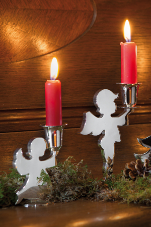 Suporturi lumanari - Suport lumanare Mini Holyworker, Nichel, Argintiu, 5x10.50x8 cm