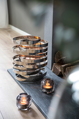 Suporturi lumanari - Suport lumanare Mirage, Otel inoxidabil/Nichel, Argintiu, 30x27.50 cm