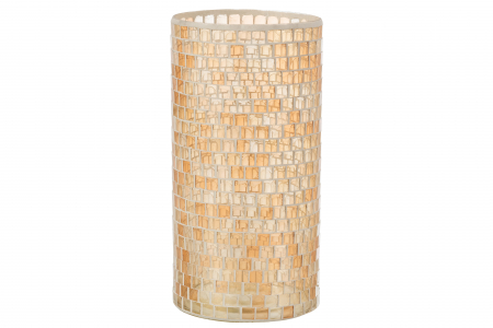 Suporturi lumanari - Suport lumanare Mosaic, Sticla, Orange, 15x15x29 cm