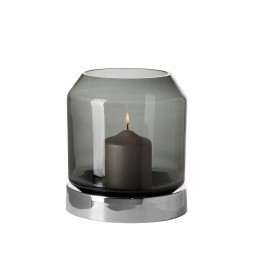 Suporturi lumanari - Suport lumanare ORELIA, Otel/Sticla, Argintiu/Negru, 20x23x20 cm
