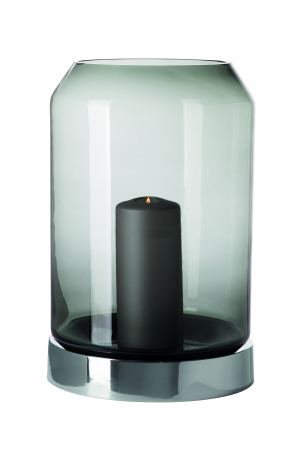 Suporturi lumanari - Suport lumanare ORELIA, Otel/Sticla, Negru/Argintiu, 20x31x20 cm